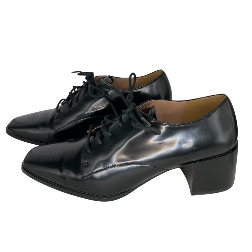 Menswear Inspired Linea Paolo Malaga Derby Pump Black Leather